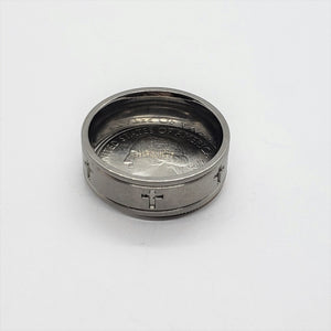 Titanium Wedding Band Ring with Cross Carving 8mm