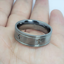 Load image into Gallery viewer, Titanium Wedding Band Ring with Cross Carving 8mm
