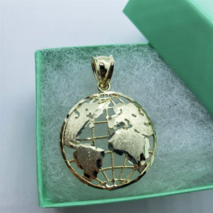 10K Yellow White Gold Globe Diamond Cut Pendant