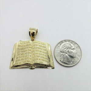 10K Yellow Gold Bible Book Pendant