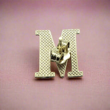 Load image into Gallery viewer, 10K Solid Yellow Gold Initial Alphabet Letter Stud Earrings Diamond Cut
