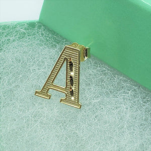 10K Solid Yellow Gold Initial Alphabet Letter Stud Earrings Diamond Cut