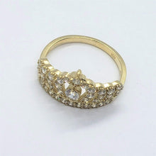 Load image into Gallery viewer, 10K Yellow Gold Heart Crown with CZ Ring
