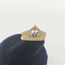 Load image into Gallery viewer, 10K Yellow Gold Heart Crown with CZ Ring
