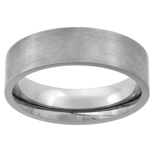 Flat Titanium Beveled Edges Brushed Finish Wedding Band Ring