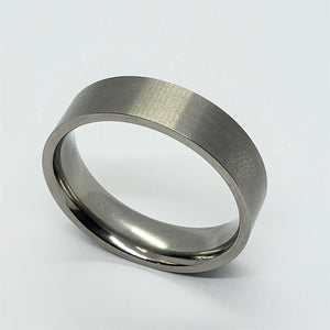 Flat Titanium Beveled Edges Brushed Finish Wedding Band Ring