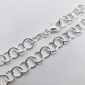 925 Sterling Silver Circle Link Cable Chain 6.9mm