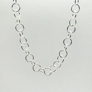 925 Sterling Silver Circle Link Cable Chain 6.9mm