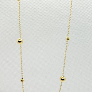 14K Yellow Gold Hollow Station Bead Chain