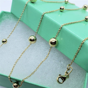 14K Yellow Gold Hollow Station Bead Chain