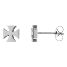 Load image into Gallery viewer, Stainless Steel Small Maltese Cross Stud Earrings
