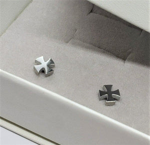 Stainless Steel Small Maltese Cross Stud Earrings