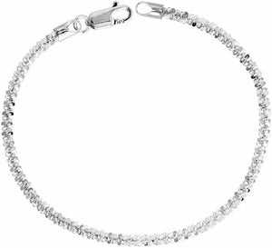 925 Sterling Silver 2mm Sparkle Rock Bracelet Necklace Chain