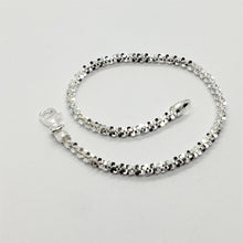 Load image into Gallery viewer, 925 Sterling Silver 2mm Sparkle Rock Bracelet Necklace Chain
