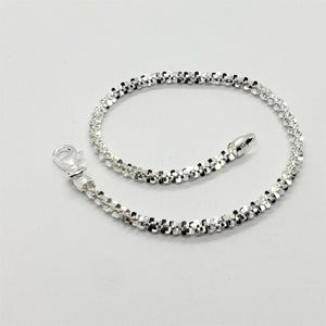 925 Sterling Silver 2mm Sparkle Rock Bracelet Necklace Chain