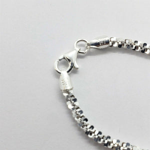 925 Sterling Silver 2mm Sparkle Rock Bracelet Necklace Chain