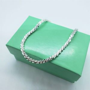 925 Sterling Silver 2mm Sparkle Rock Bracelet Necklace Chain