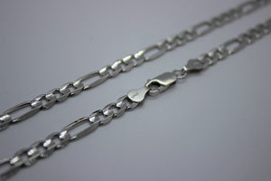 Authentic 14K Solid White Gold Figaro Necklace Bracelet Chain