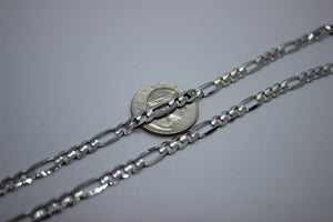 Authentic 10K Solid White Gold Figaro Necklace Bracelet Chain