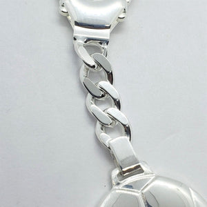 925 Sterling Silver Soccer Ball Football Keychain Keyring