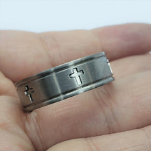 Load image into Gallery viewer, Titanium Wedding Band Ring with Cross Carving 8mm
