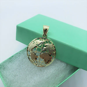 10K Yellow White Gold Globe Diamond Cut Pendant