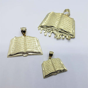 10K Yellow Gold Bible Book Pendant