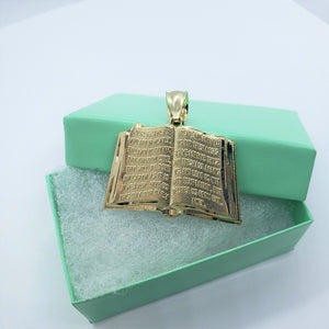 10K Yellow Gold Bible Book Pendant