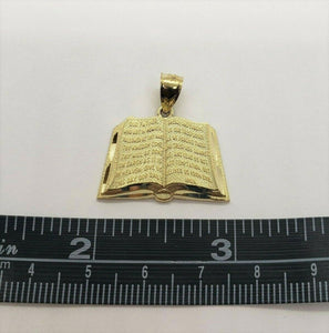 10K Yellow Gold Bible Book Pendant