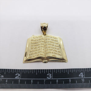 10K Yellow Gold Bible Book Pendant