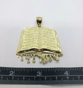 10K Yellow Gold Bible Book Pendant