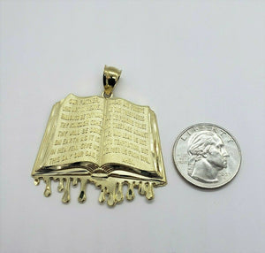 10K Yellow Gold Bible Book Pendant