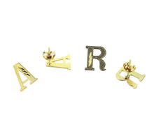 Load image into Gallery viewer, 10K Solid Yellow Gold Initial Alphabet Letter Stud Earrings Diamond Cut
