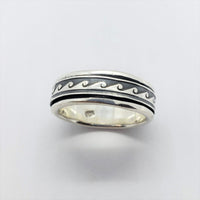 925 Sterling Silver Spinner Ring with Wave Design