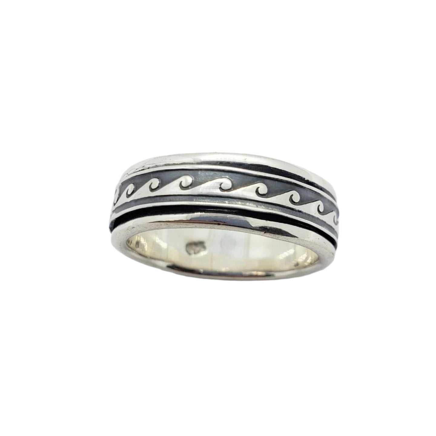 925 Sterling Silver Spinner Ring with Wave Design