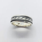 925 Sterling Silver Spinner Ring with Wave Design