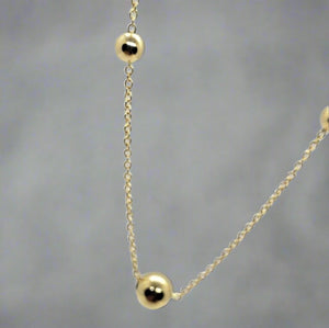 14K Yellow Gold Hollow Station Bead Chain