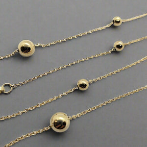 14K Yellow Gold Hollow Station Bead Chain