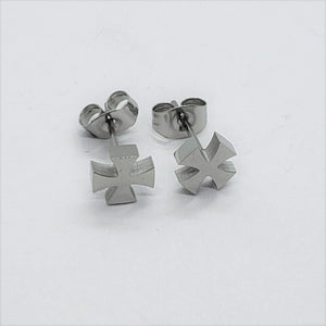 Stainless Steel Small Maltese Cross Stud Earrings