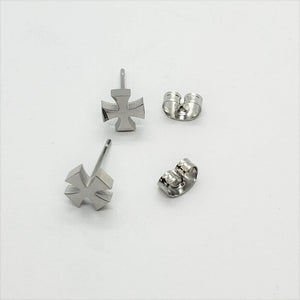 Stainless Steel Small Maltese Cross Stud Earrings