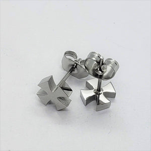 Stainless Steel Small Maltese Cross Stud Earrings