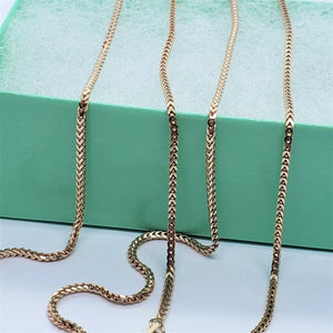 Authentic 14K Solid Rose Gold 1mm Franco Chain Necklace