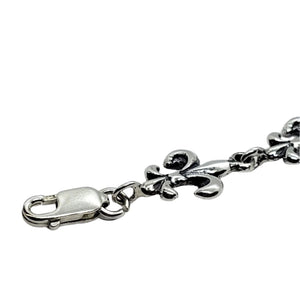 925 Sterling Silver Fleur De Lis French Lily Bracelet Chain