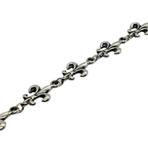 925 Sterling Silver Fleur De Lis French Lily Bracelet Chain