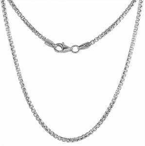 925 Sterling Silver Round Box 2mm Necklace Chain