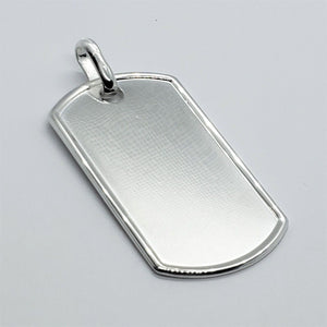 925 Sterling Silver Raised Border Polished Dog Tag Pendant