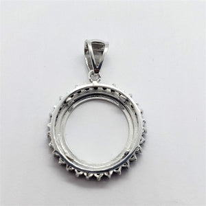 925 Sterling Silver Quarter Dollar Coin Halo with Black White CZ Bezel