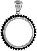 Load image into Gallery viewer, 925 Sterling Silver Quarter Dollar Coin Halo with Black White CZ Bezel
