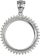 Load image into Gallery viewer, 925 Sterling Silver Quarter Dollar Coin Halo with Black White CZ Bezel
