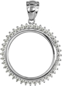 925 Sterling Silver Quarter Dollar Coin Halo with Black White CZ Bezel